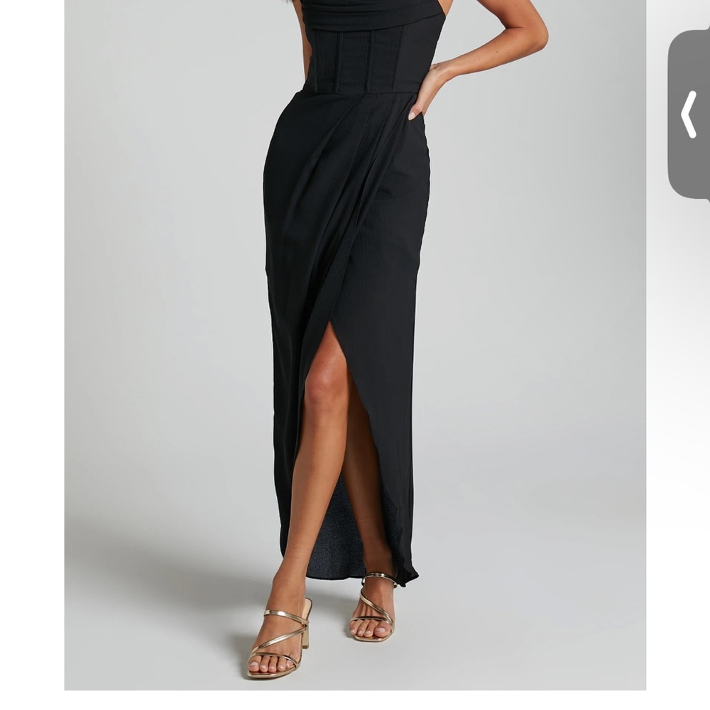 Showpo Black Corset Maxi Dress with Front Slit